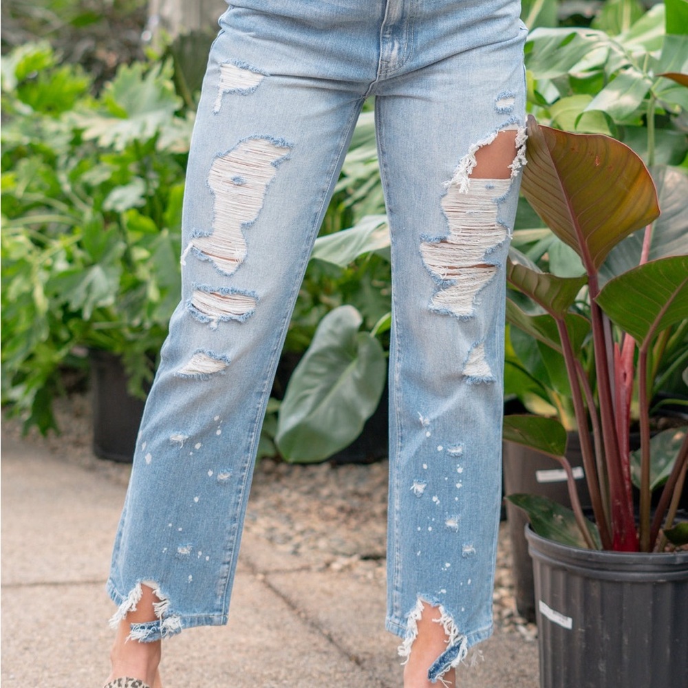 Flying Monkey Super High Rise Rigid Straight Distressed Jeans Size 27 - Picture 13 of 13